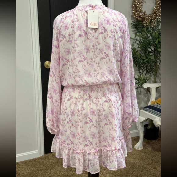 Gianni Bini Ladies pink purple floral dress Midi Flowy Size ladies Large NWT - Picture 2 of 2